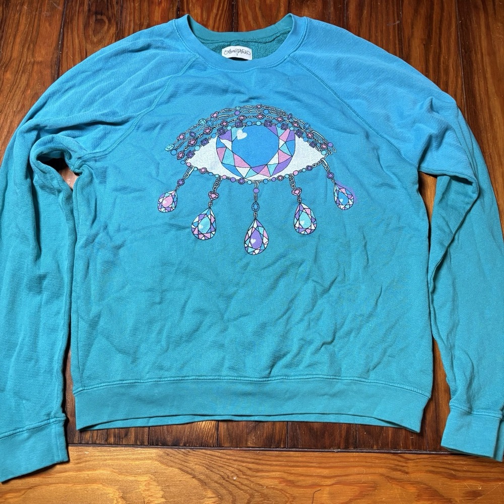 Lauren Moshi Anela Diamond Evil Eye Pullover in Ultra Teal Ombre